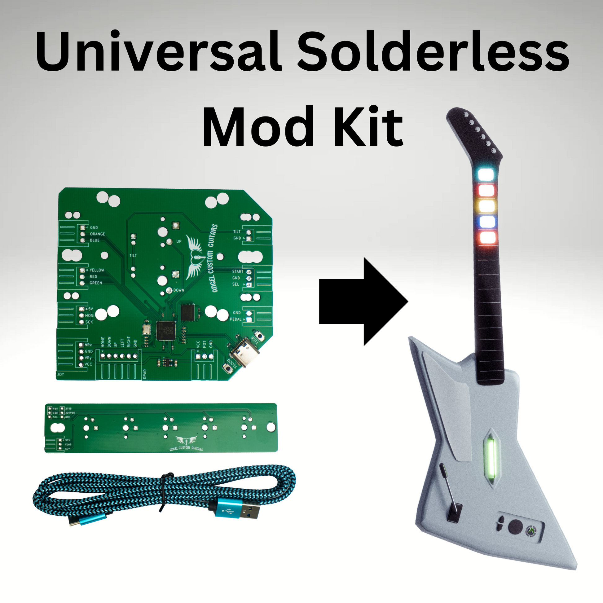 Solderless RGB Mod Kit for Guitar Hero Controllers Angel Custom Guitars